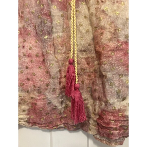 Reme Women’s Size 3X Blouse Linen Boho Short Puff Sleeve Layered Lightweight - Picture 3 of 4